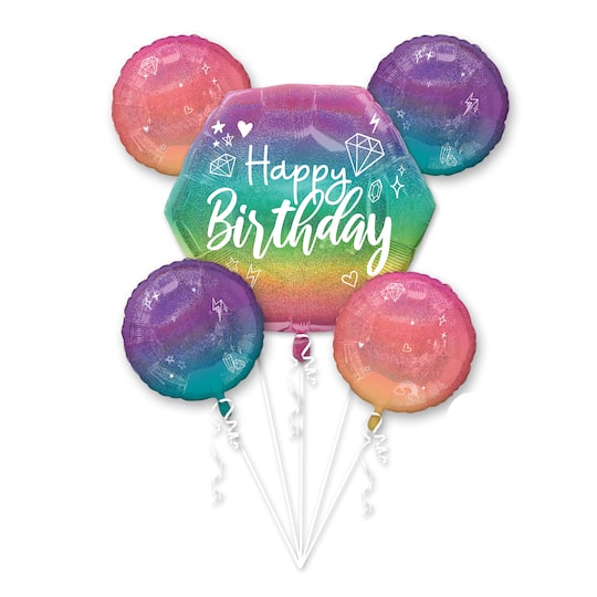 Sparkle Birthday 5-Piece Foil Balloon Bouquet By Anagram | Michaels